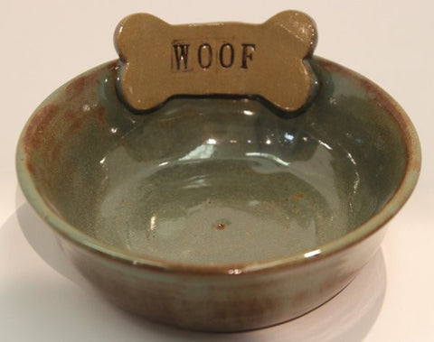 Kismet Pottery Woof Dog Bowl